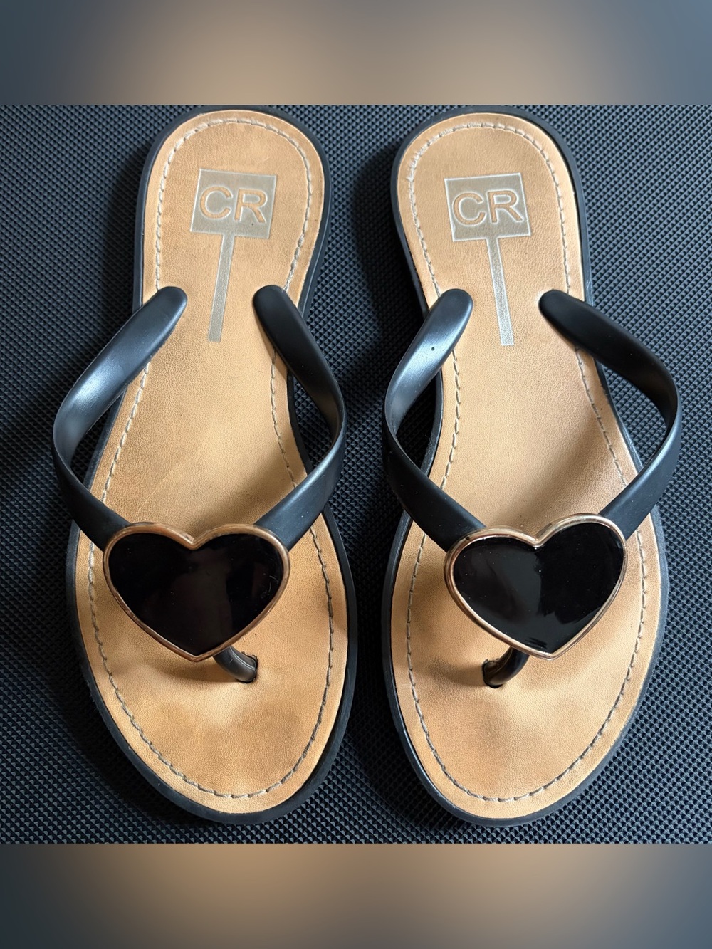 Charlotte Russe Black Heart Thong Flip Flop Sandals for Women